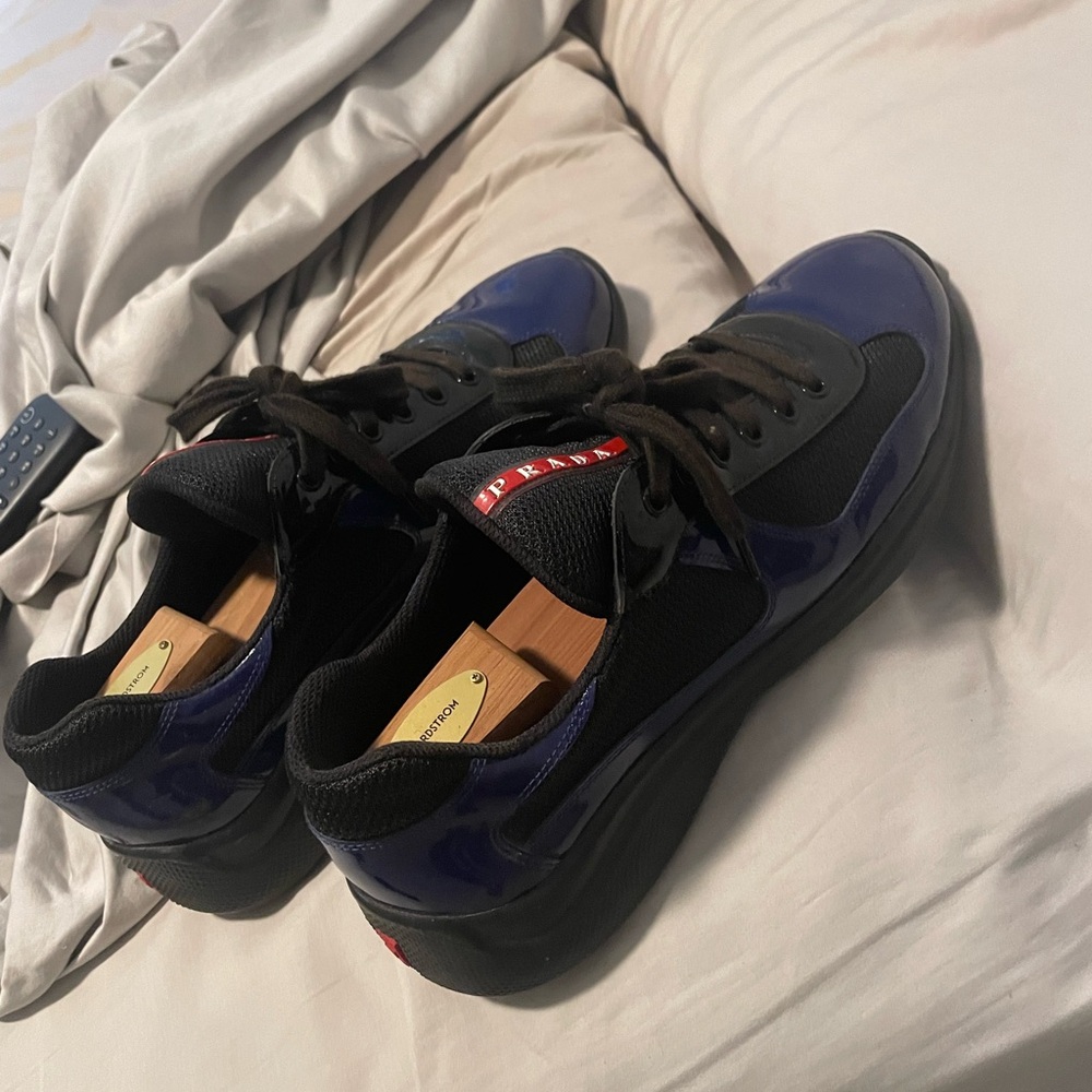 Prada Men's Black and Navy Sneakers